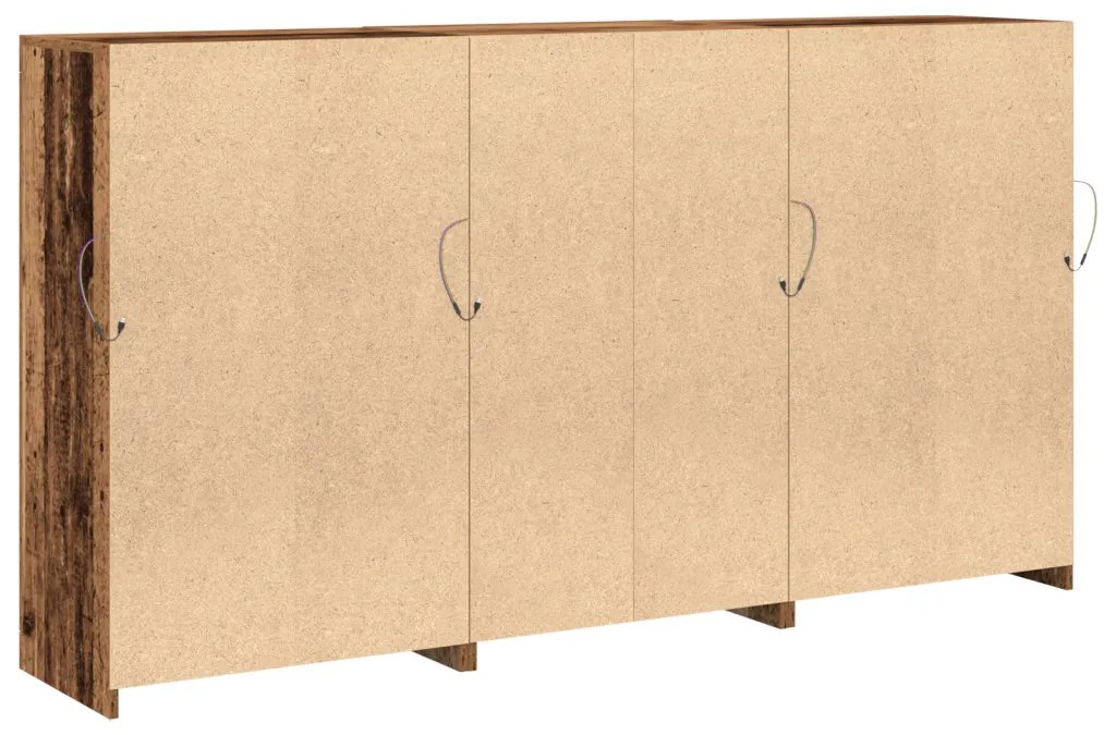 LED világítással rendelkező oldalszekrény Régi fa 181.5x37x100 cm Mérnöki fa