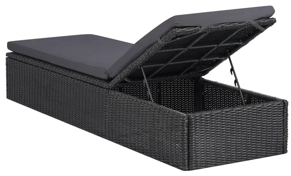 Sötétszürke polyrattan napozóágy