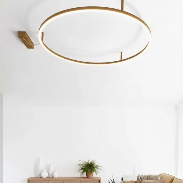 Ideal Lux - LED mennyezeti lámpatest ORACLE SLIM, 53 W, 230 V, 3000 K, átm. 90 cm, arany