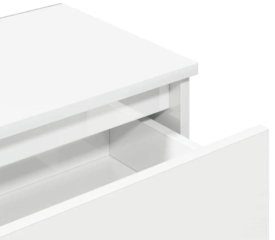 magasfényű fehér szerelt fa éjjeliszekrény 40 x 30 x 39 cm