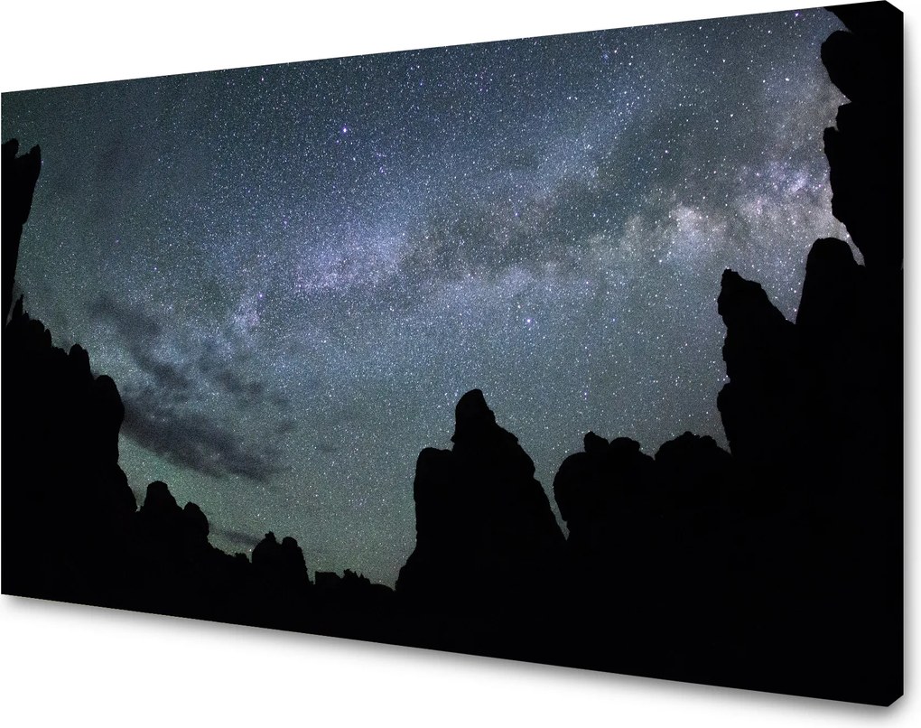 Vászonkép Természet Kozmosz Hegyek Sötétség Éjszaka Csillagászat 80x50