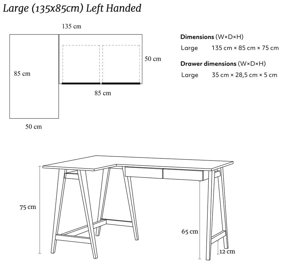 Íróasztal 85x135 cm Luka – Ragaba