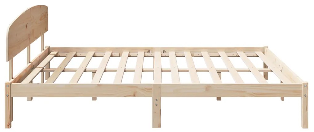 vidaXL Ágykeret fejtámlával Természetes 180 x 200 cm Tömör fenyőfa