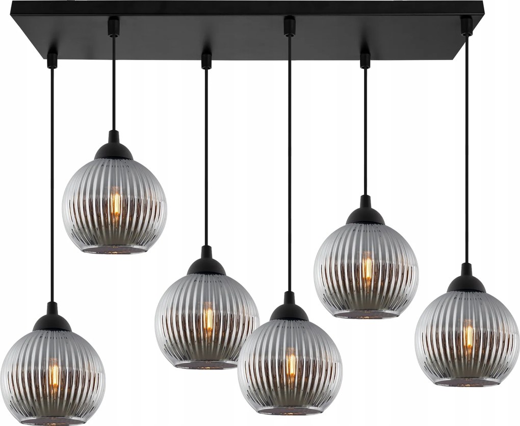 Mennyezeti Függőlámpa Csillár Fekete Grafit Üveg Gömbök