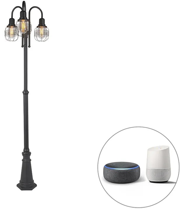 Okos kültéri lámpa fekete 3 lámpás IP44 WiFi-vel ST64 - Guardado