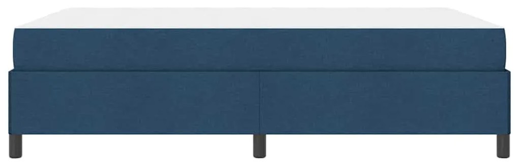 Boxrugós ágy Kék és Fekete 160 x 200 cm Textil és mérnöki fa