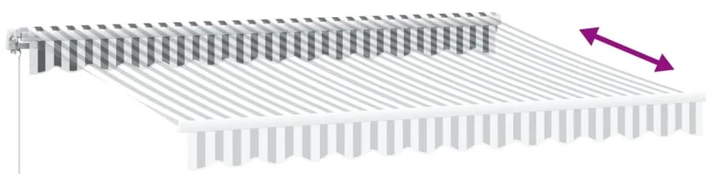 antracitszürke-fehér kézzel kihúzható napellenző 350 x 250 cm