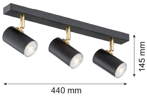 Argon 1476 - Spotlámpa LAGOS 3xGU10/5W/230V fekete/sárgaréz