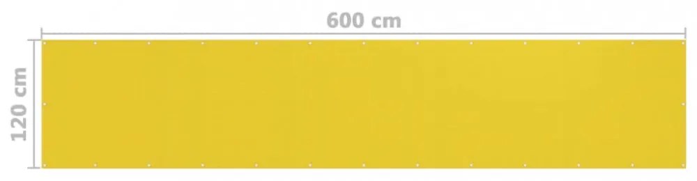 sárga HDPE erkélytakaró 120 x 600 cm