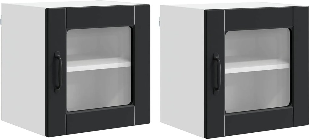 vidaXL Konyhaszekrény polcokkal 2 pcs Fekete 40 x 31 x 40 cm Faanyag