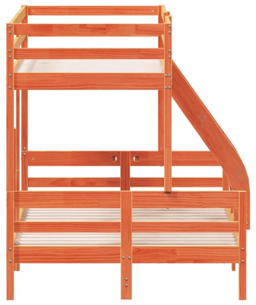 viaszbarna tömör fenyőfa emeletes ágy 90 x 200/120 x 200 cm