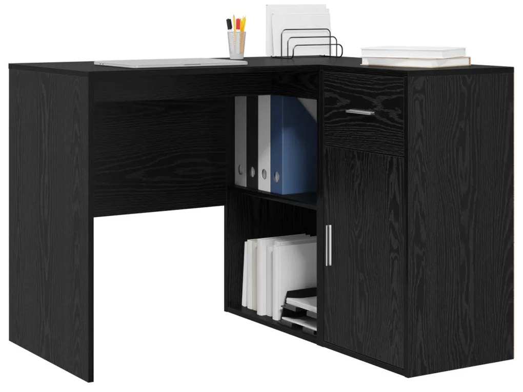 Sarok íróasztal Fekete tölgy 102x88x75 cm Forgácslap