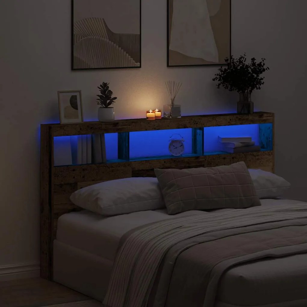 antik fa áthidalószekrény LED-világítással 180 x 17 x 102 cm