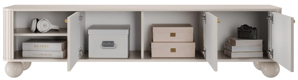 Vesper 3D TV-szekrény 187 cm - kasmír / arany fogantyúk / gömb lábak