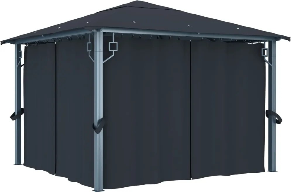 vidaXL antracitszürke alumíniumpavilon függönnyel 300 x 300 cm