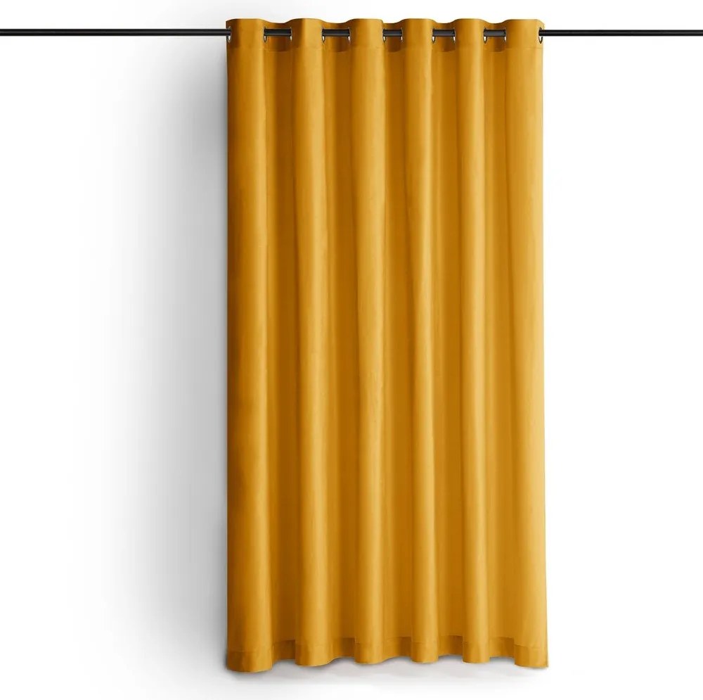 Mustársárga bársony dimout (részleges sötétítő) függöny 400x270 cm Velto – Filumi
