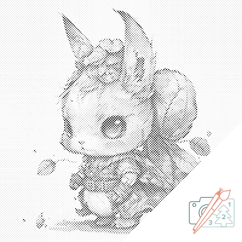 Gario PontPöttyöző Nyuszi leveles hátizsákkal Méret: 50 x 50 cm, Keretezés: Kerettel, Pontok színe: Piros