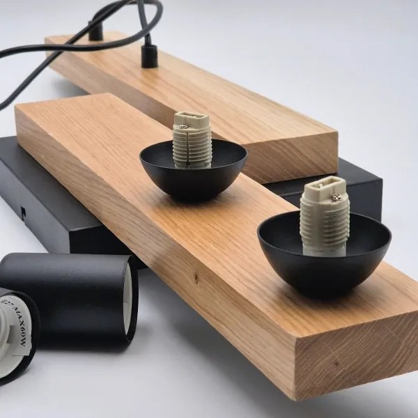 Csillár zsinóron CORTINA 2xE27/15W/230V + 2xG9/5W/230V fekete/tölgy