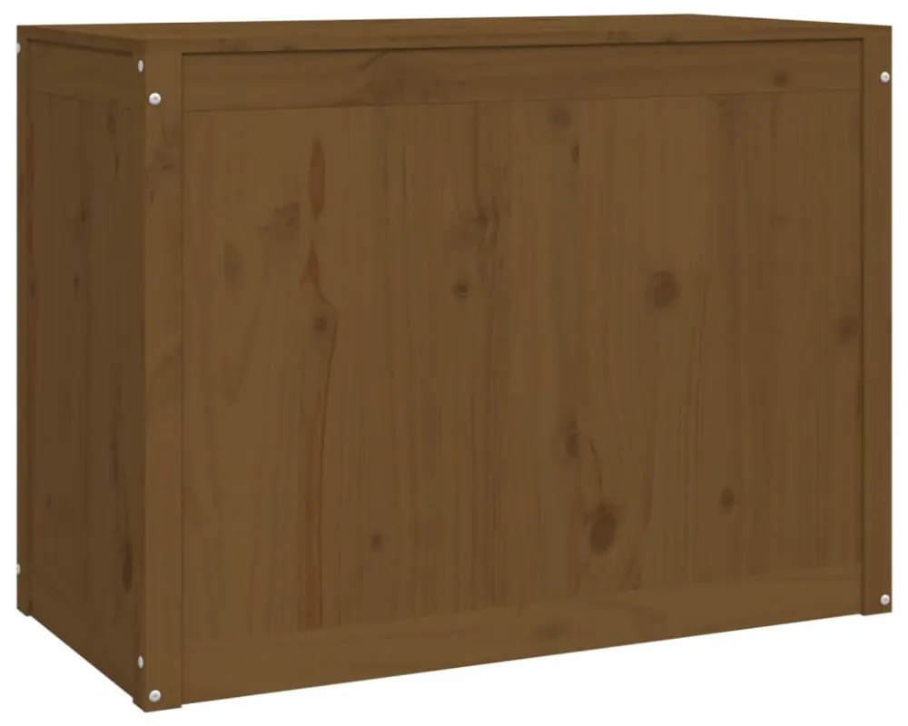 mézbarna tömör fenyőfa szennyestartó láda 88,5 x 44 x 66 cm
