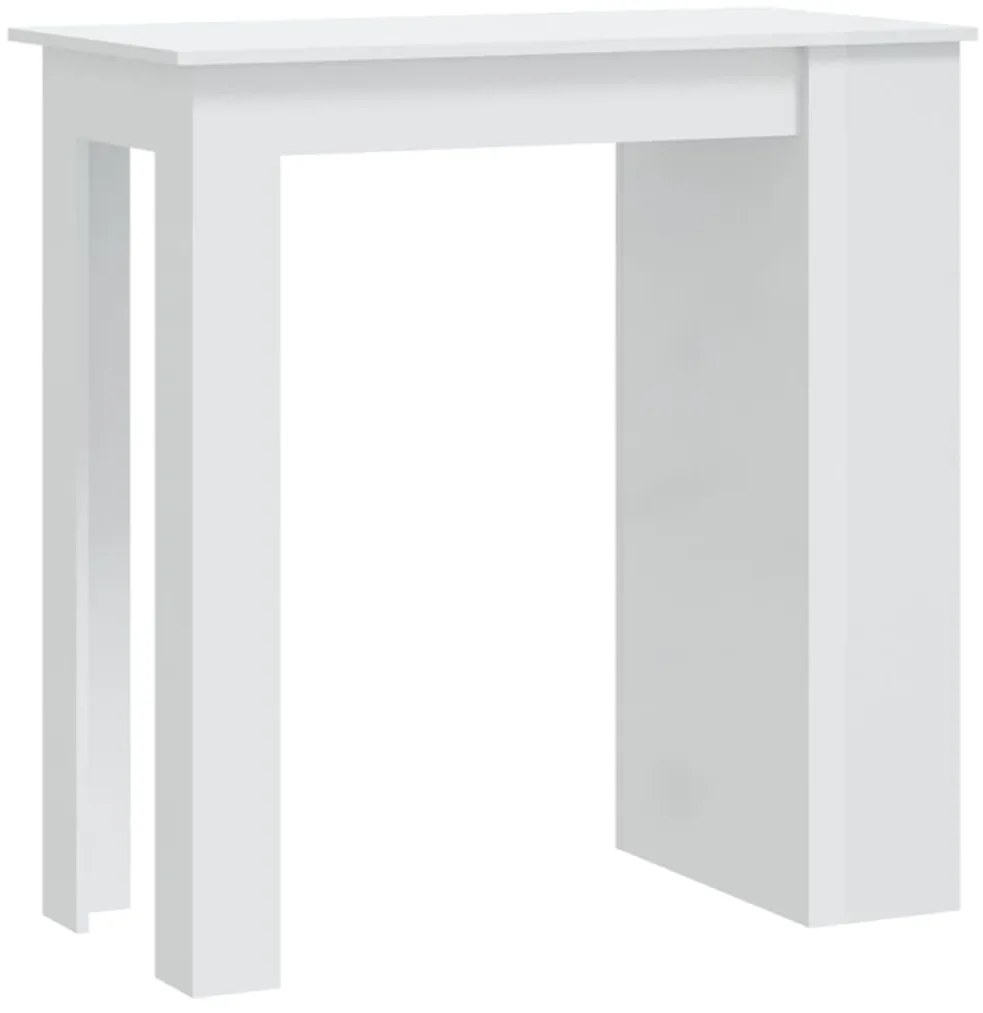 Magasfényű fehér bárasztal tárolópolccal 102 x 50 x 103,5 cm