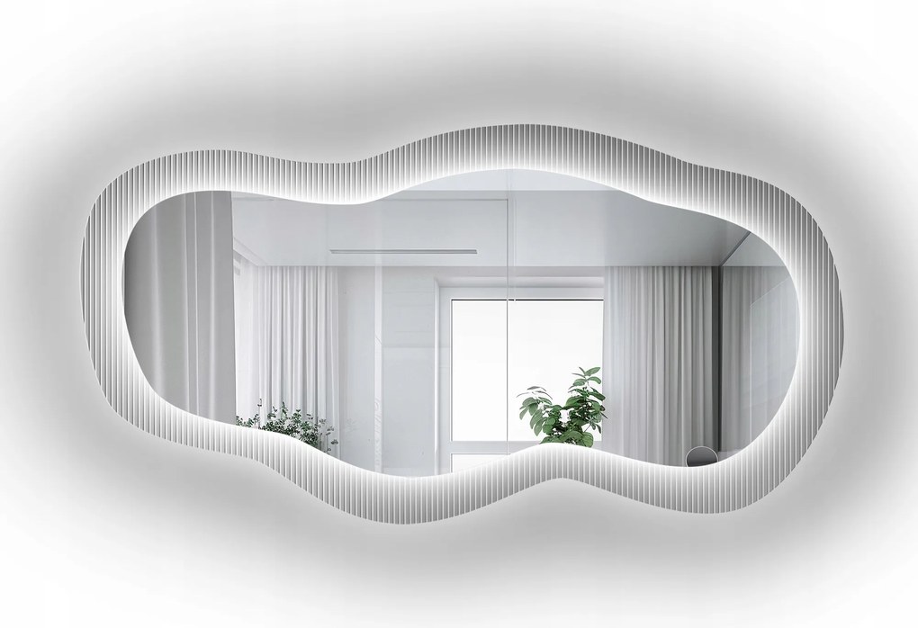 Luxora Glasori szabálytalan üveg tükör Led háttérvilágítással 140x73 cm