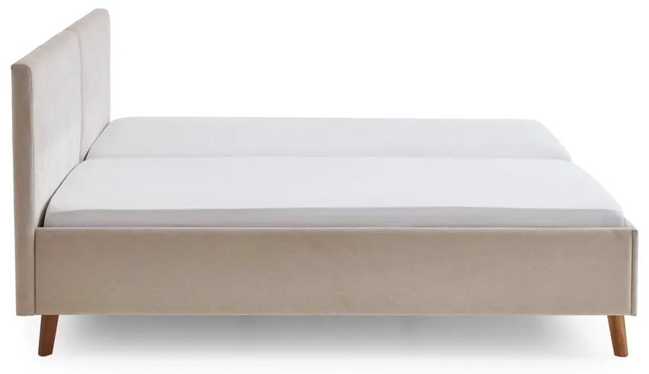 Bézs kárpitozott franciaágy ágyráccsal 160x200 cm Piano – Meise Möbel
