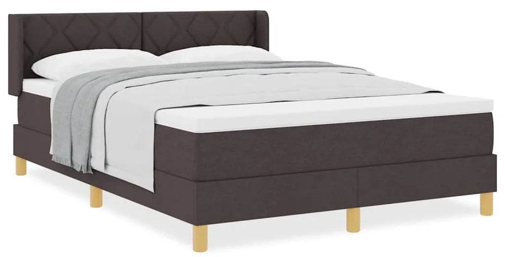 Boxrugós ágy matracmal Sötétbarna és fehér 160 x 200 cm szövet