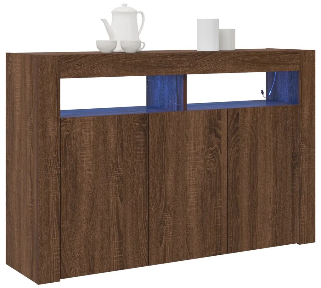 Oldalszekrény Barna tölgy Mérnöki fa 116 x 30 x 75 cm