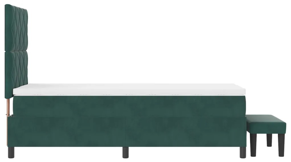 Box Spring Ágy Matraccal és Pad Sötét Zöld 90x190 cm Bársonyos