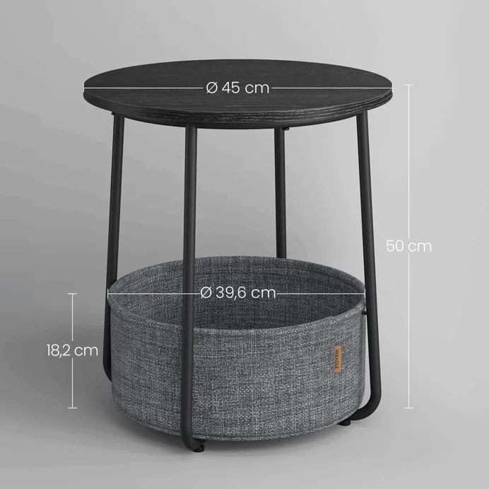 Lerakóasztal 45 × 45 × 50 cm, MDF, fekete BK – AKF-E1023