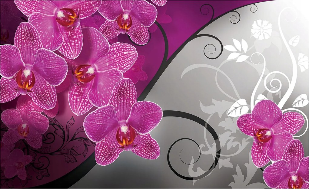 Flizelin fotótapéta Orchideák rózsák lila elegancia otthonra 312x219 +ragasztó