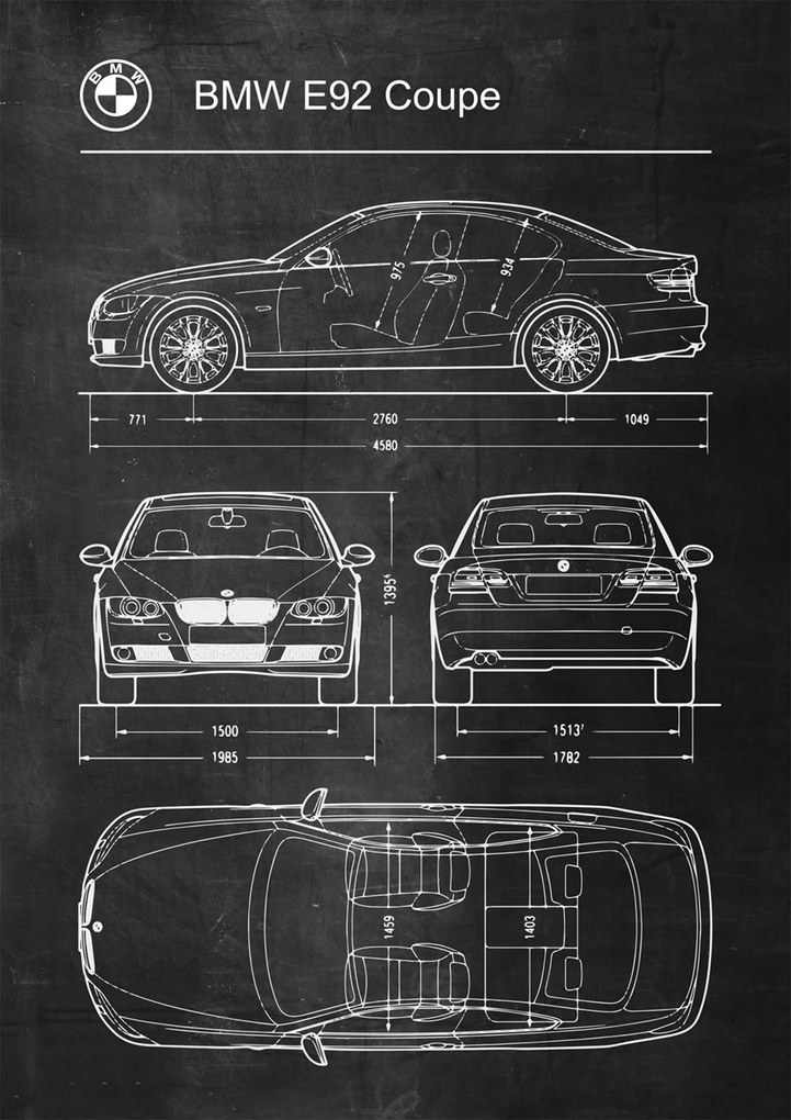 Poszter Bmw E92 Retro Patent Poster diagram