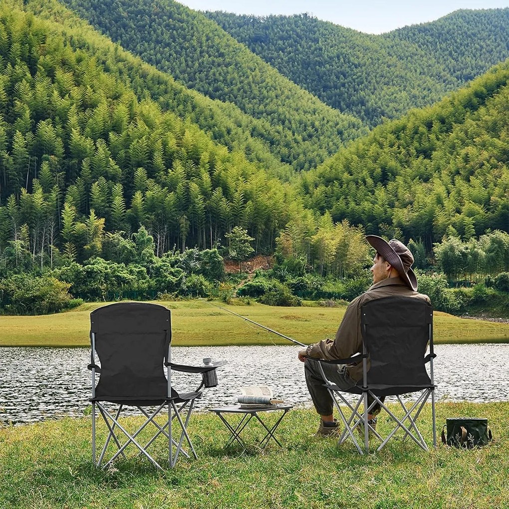Összecsukható kempingszék 2 darabos szett, pohártartóval