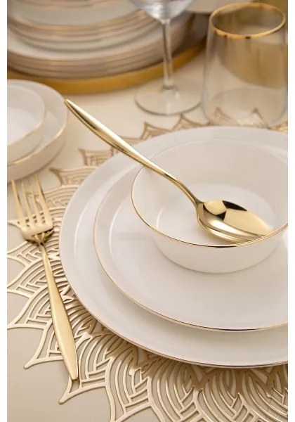 26 darabos porcelán étkészlet, fehér/arany