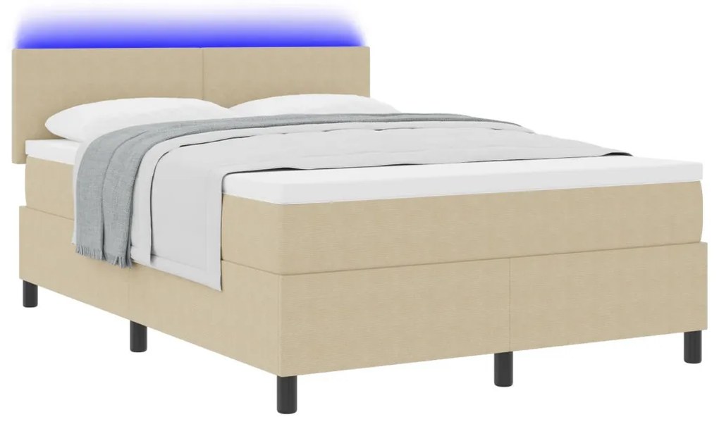 Boxspring Ágy matraccal és LED világítással Zöld Szürke 140x200 cm Bársony Szövet