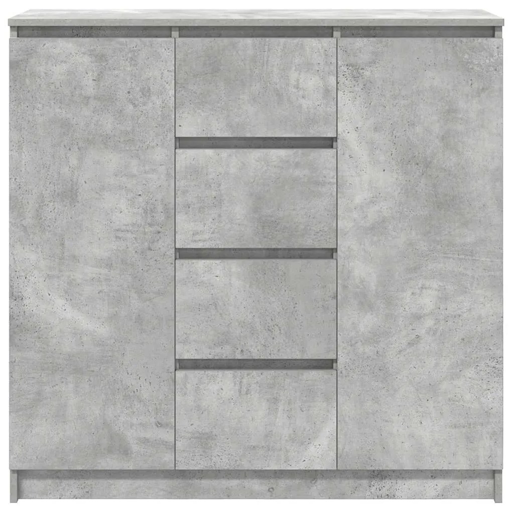 betonszürke szerelt fa tálalószekrény fiókos 100,5x35x98,5 cm