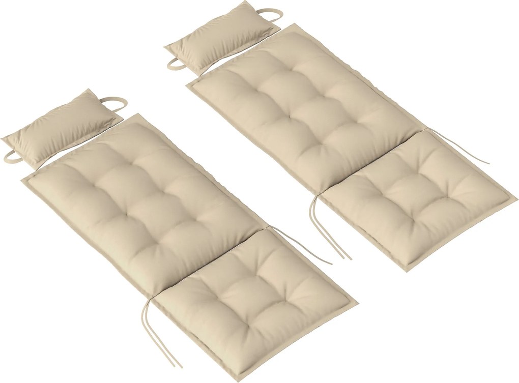 Outsunny 2 részes napozó párna szett vízálló napozó pad a kerthez, 50x116x5 cm, bézs | Aosom