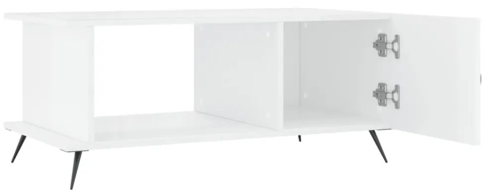 magasfényű fehér szerelt fa dohányzóasztal 90 x 50 x 40 cm