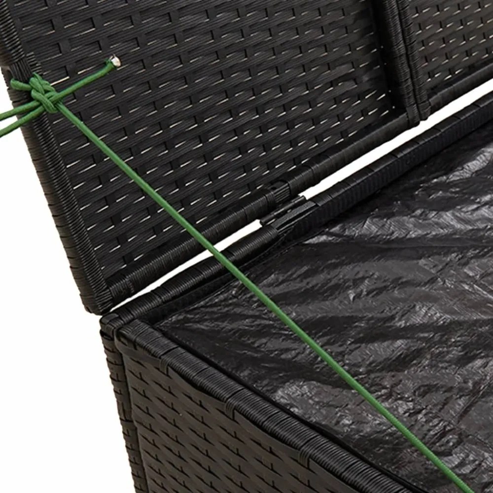 fekete polyrattan kerti tárolóláda 291 L