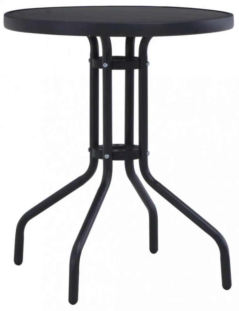 fekete acél és üveg kerti asztal 60 cm