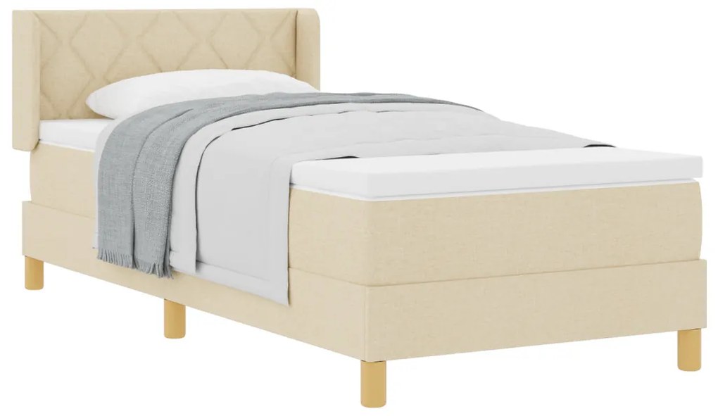 Boxspring Ágy Matrac Kosár Krém 90 x 200 cm, Szövet.