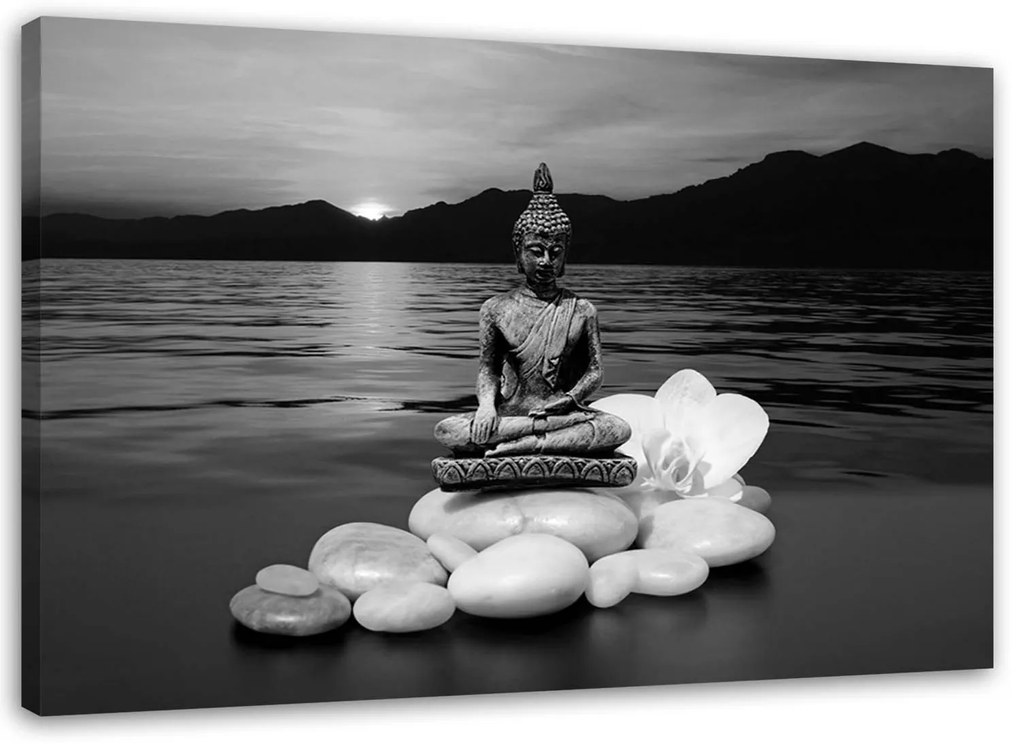 Gario Vászonkép Ábra Buddha a köveken Méret: 100 x 70 cm