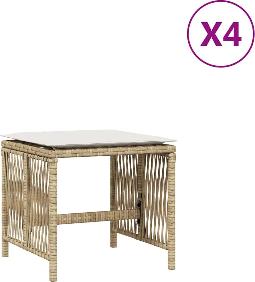 vidaXL 4 db bézs polyrattan kerti szék párnával 41 x 41 x 36 cm
