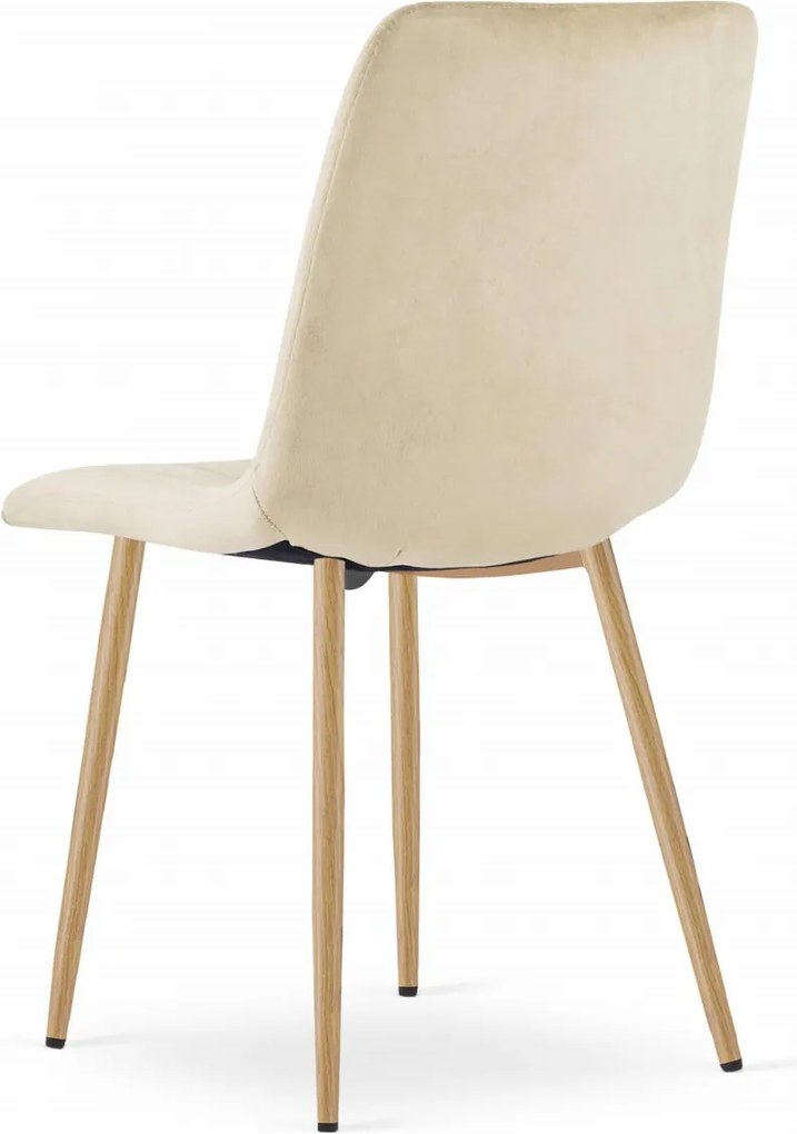 Étkezőszett 1 + 4, fehér étkezőasztal ADRIA 120x80 cm + krémszínű bársony szék LAVA