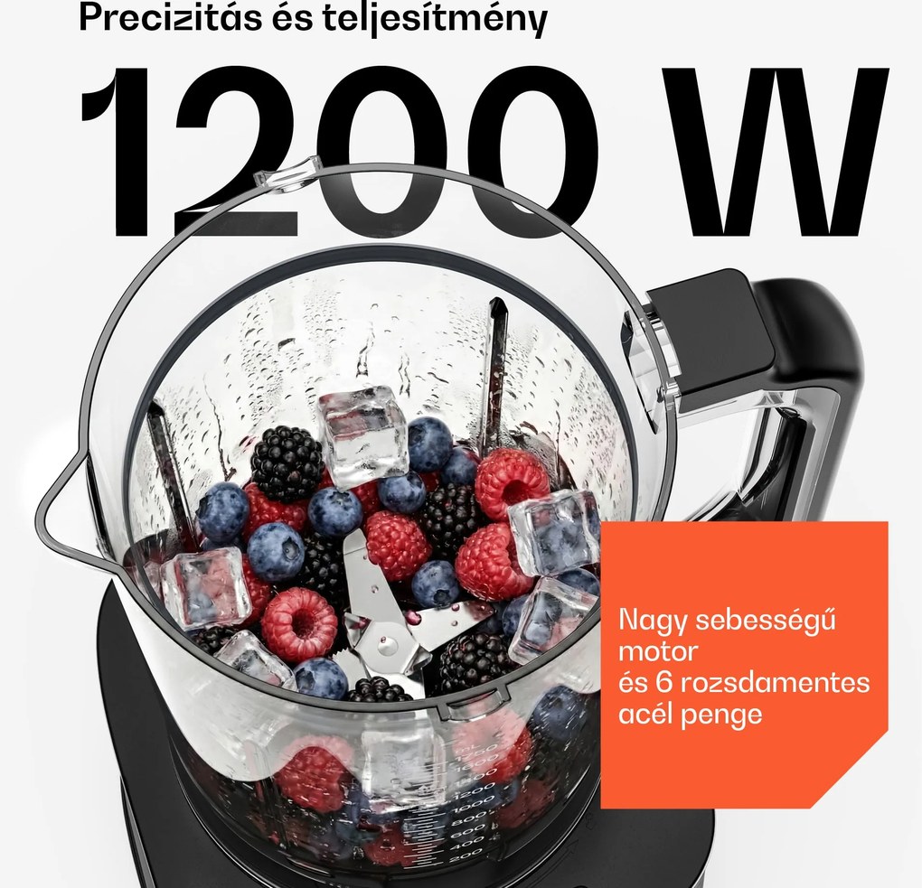 Klarstein Verosteel konyhai robotgép mixerrel | Dagasztás, habverés, préselés | 1200 W | 2 L/1,75 L