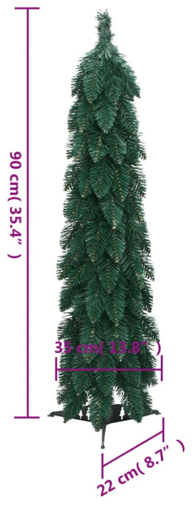 megvilágított műkarácsonyfa 45 LED-del 90 cm