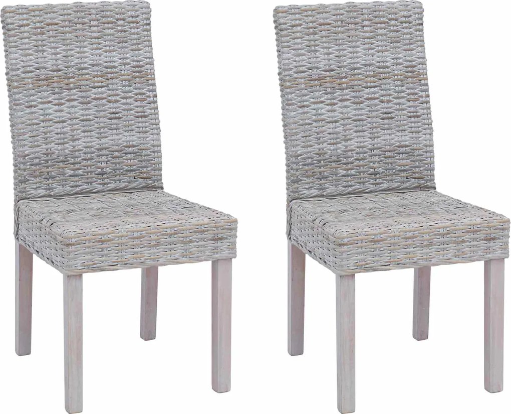 vidaXL Étkezőszék 2 pcs Fehér Mosás 45 x 54 x 93 cm Tömör Mahagóni Fa