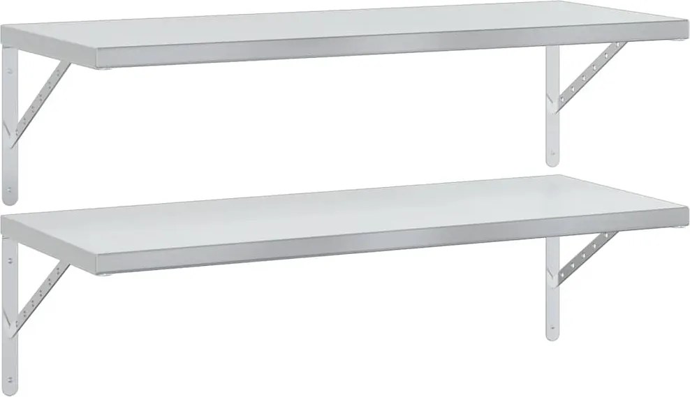 vidaXL 2 db ezüstszínű rozsdamentes acél fali polc 100x40 cm