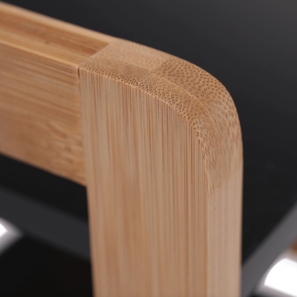 4 polcos állvány, természetes/fekete, NAOKO