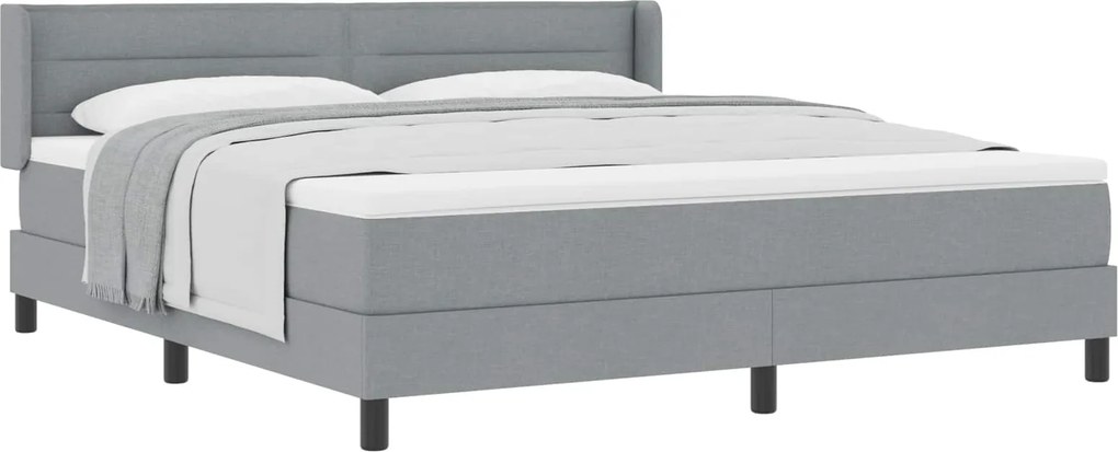 vidaXL Boxrugós ágy matracmal Világosszürke 200 x 180 cm Poliészter
